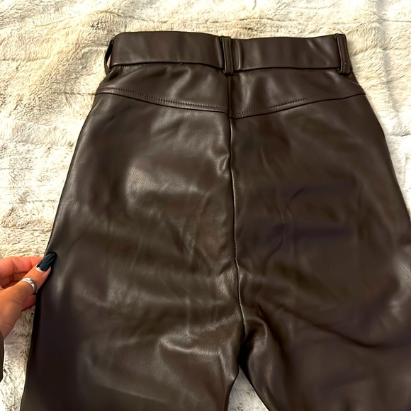 Zara Vegan Leather Pants with ankle slits - Picture 2 of 4